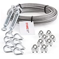 Seilwerk STANKE Cuerda de acero galvanizado 100m- Cuerda de acero con diámetro 3mm 6x7- 2x tensor gancho-ojo M5- 8x…